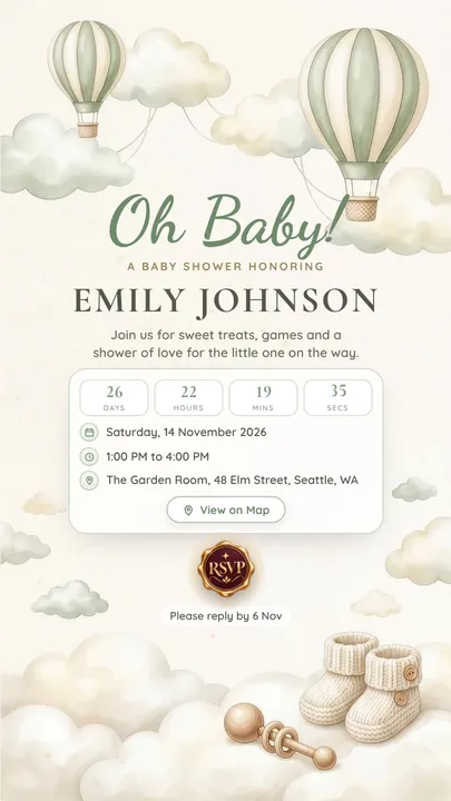 Little Cloud, Baby Shower invitation design