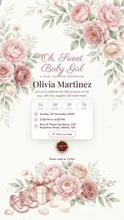 Sweet Girl, Baby Shower invitation design