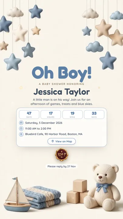 Oh Boy, Baby Shower invitation design