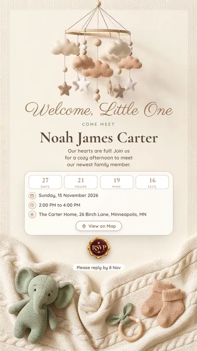 Welcome Little One, Meet the Baby invitation design