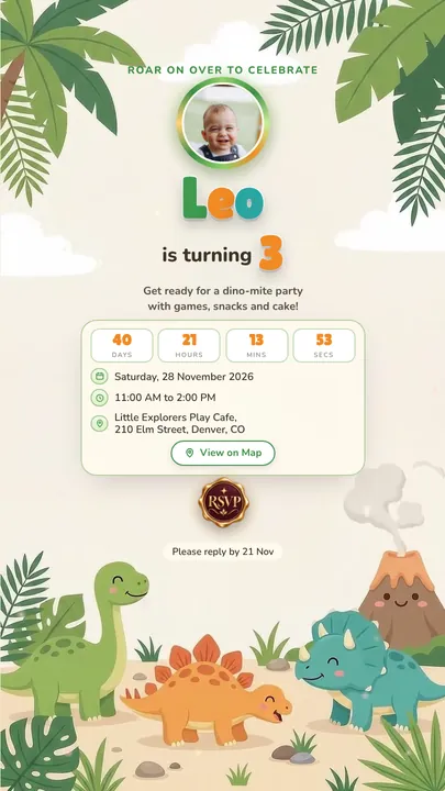 Dino Adventure, Kids invitation design