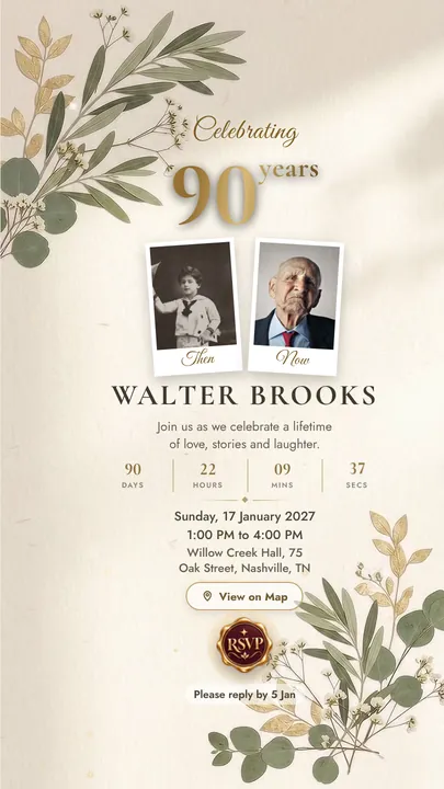 Then & Now, Golden Years invitation design