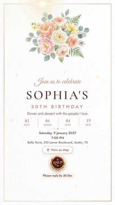Peony Minimal, Elegant invitation design