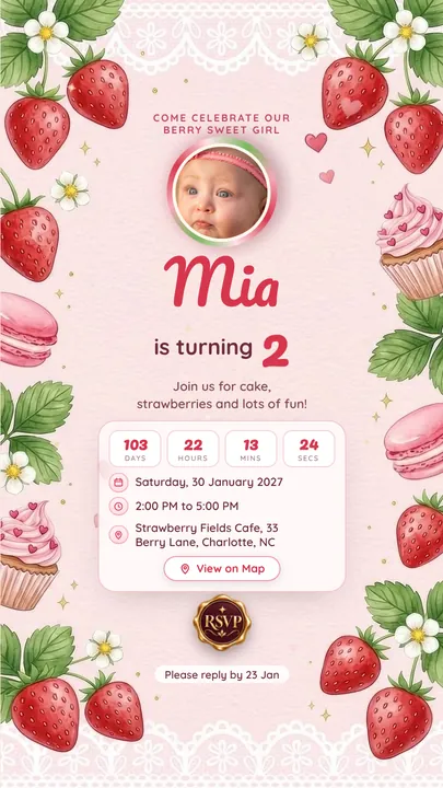 Berry Sweet, Kids invitation design
