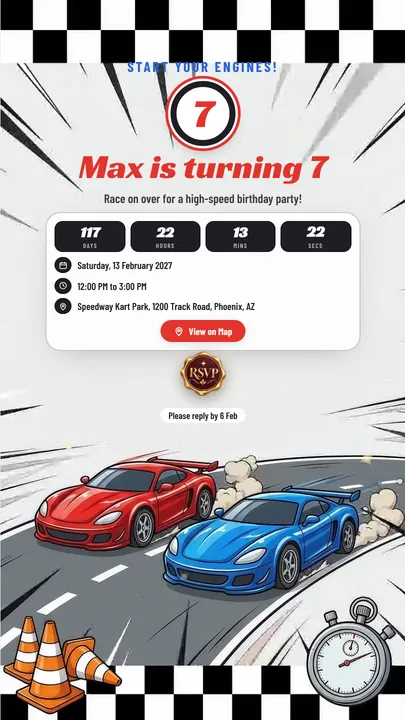Race Day, Kids invitation design