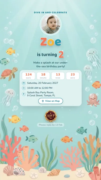 Under the Sea, Kids invitation design