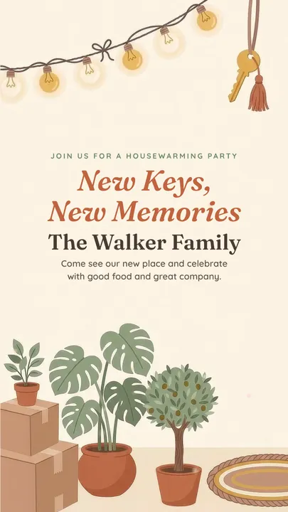 New Keys, Housewarming invitation design