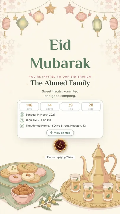 Pastel Brunch, Eid invitation design
